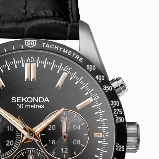 Sekonda men's black chronograph bracelet watch store
